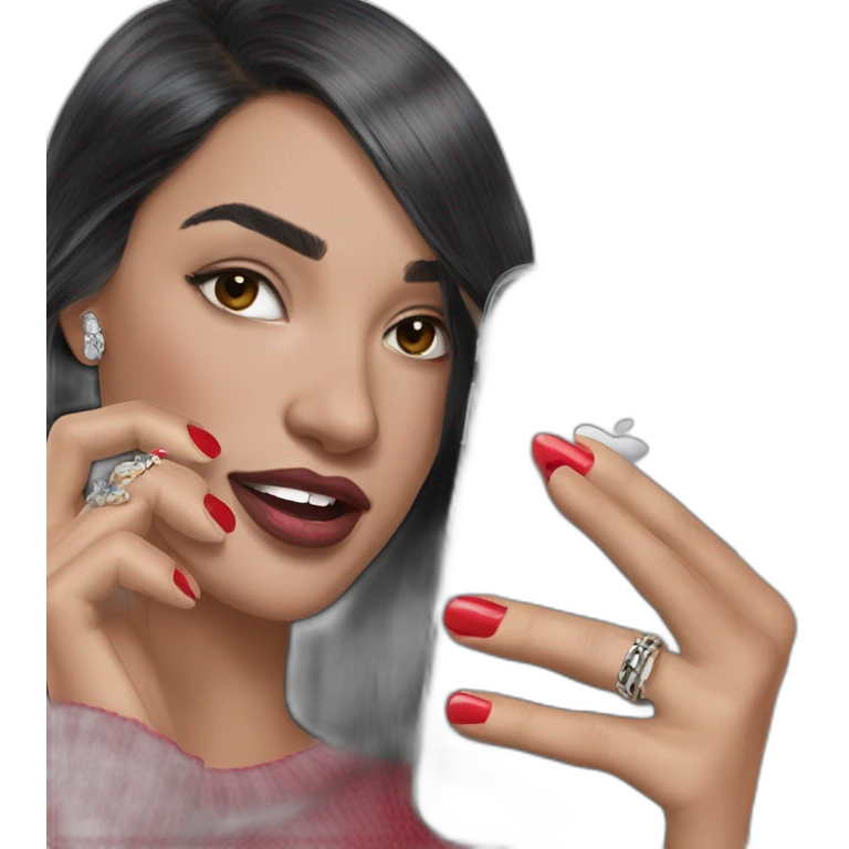 stylish girl with smartphone emoji