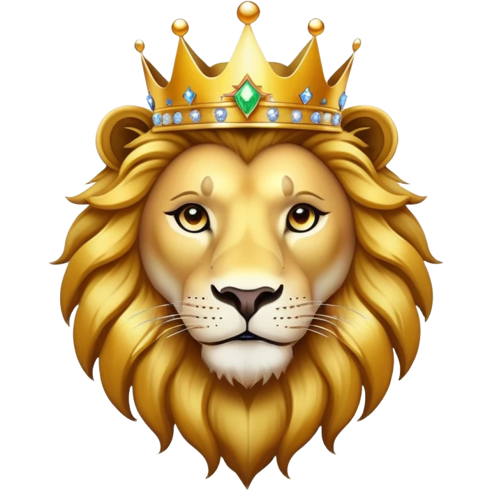 Golden Crescent moon with sparkles, with a lion wearing a crown emoji