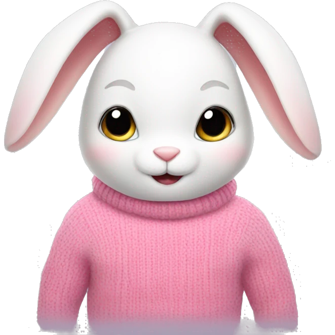 Cute white bunny with a pink sweater emoji