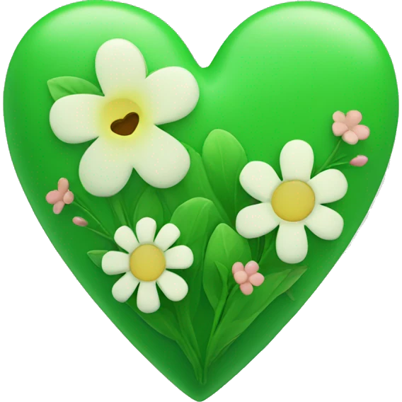 Green heart with flowers  emoji
