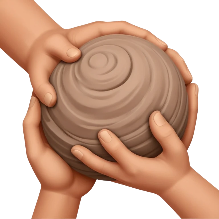 two hands kneading a ball of clay emoji
