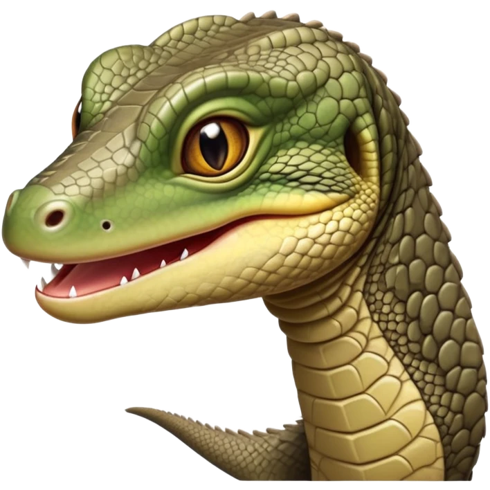 cinematic-realistic-cute-monitor-lizard-portrait-emoji,-head-tilted-playfully-and-inquisitively,-featuring-a-compact,-agile-body-with-finely-detailed,-glossy-scales-in-earthy-olive-hues-and-a-distinct,-alert-face-with-bright,-curious-eyes emoji