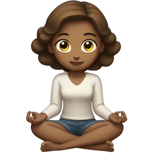 clean girl meditating in oaz with brown hair emoji