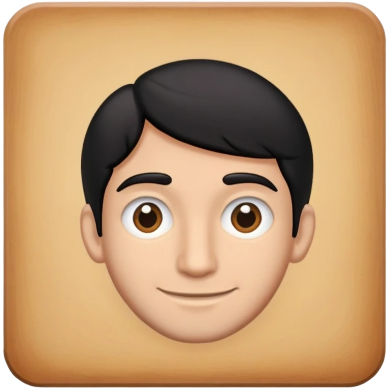 black haired guy parted in the middle with narrow eyes and a crooked smile emoji