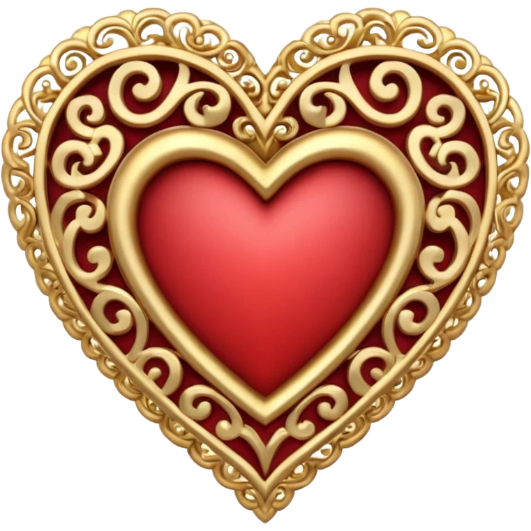 filigree valentine heart design, 3D, very detailed, hollow center emoji