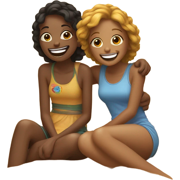 Best friends sitting on the beach emoji