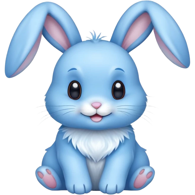 cute blue rabbit, light blue bunny rabbit, happy emoji