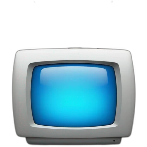 a blue tv that says in the middle BTG emoji