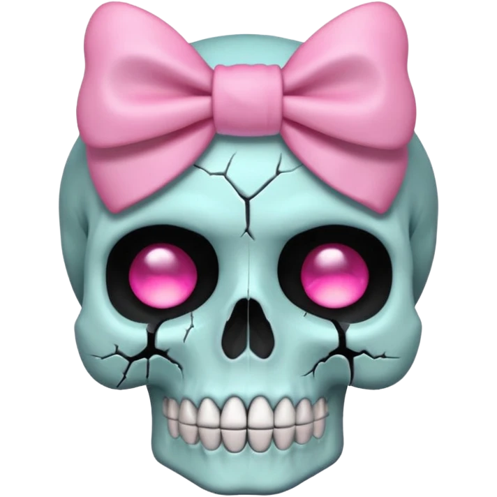 pastel emo skull with a pink bow emoji