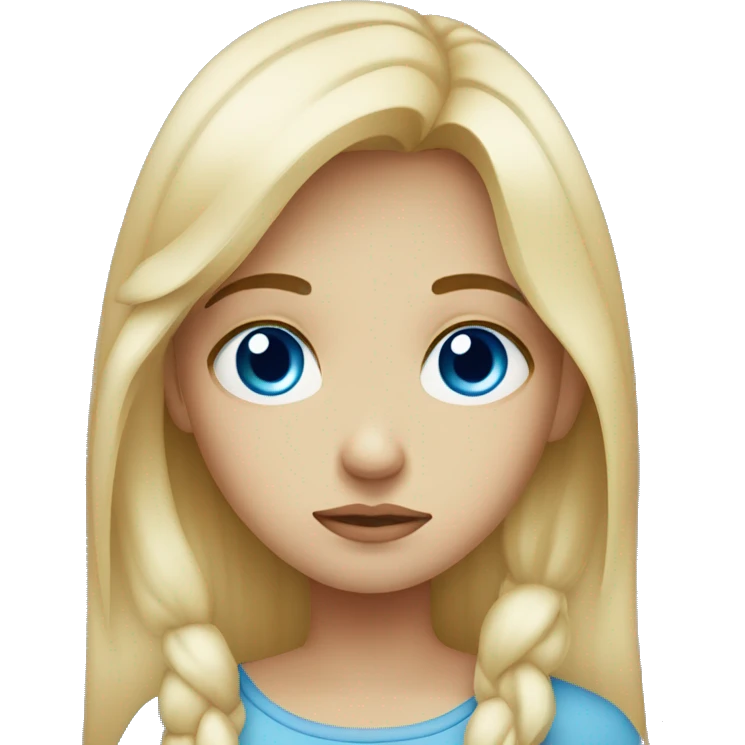 Sad blond girl with blue eyes  emoji