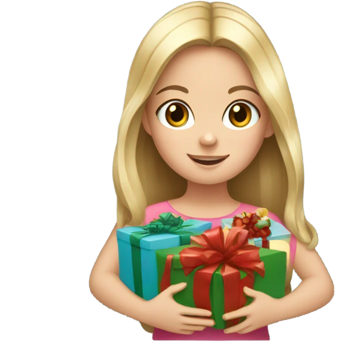 Young white girl opening christmas presents  emoji