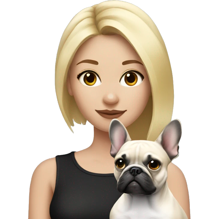 Blonde girl with black/white French bulldog emoji