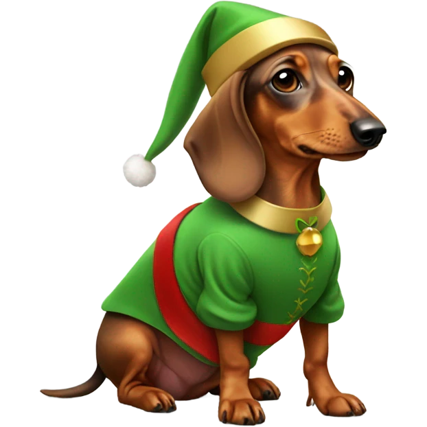Dachshund wearing elf costume  emoji