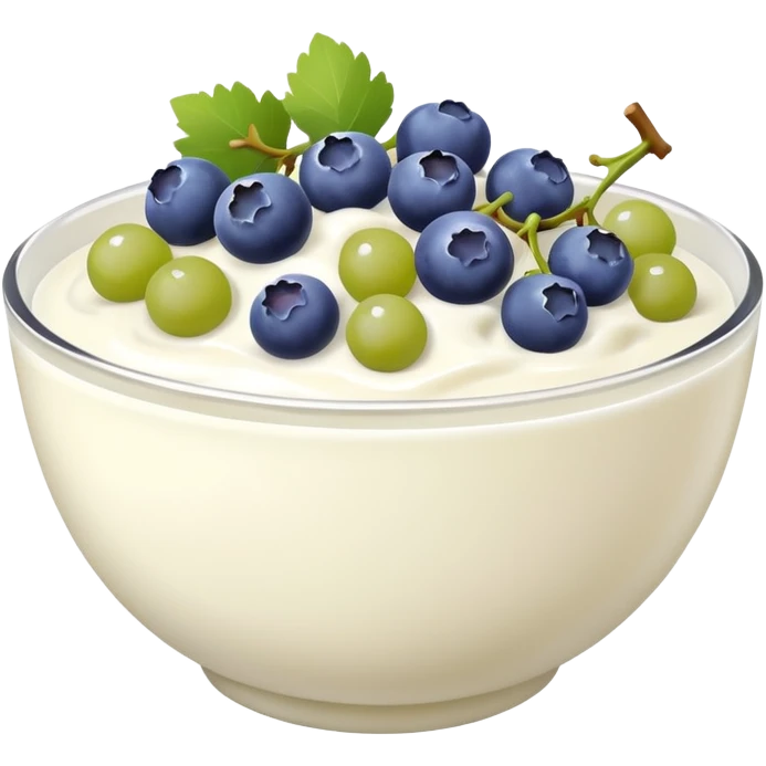 yoghurt bowl with grapes and blueberries emoji