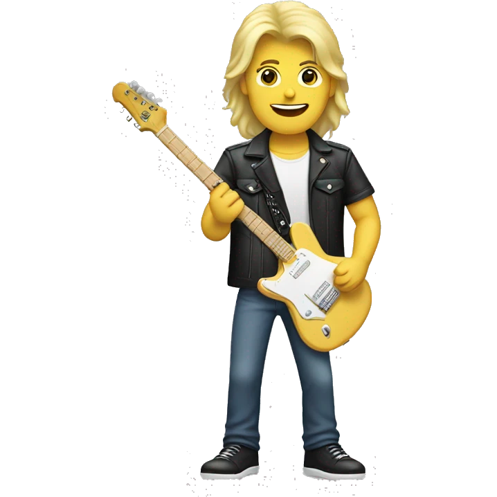 Blonde guy with mullet and e guitar  emoji
