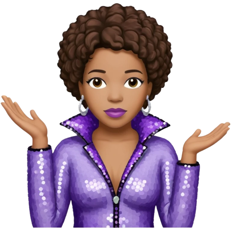 Macy Gray from Mary Mary with dark brown hair, pale lavender sequin outfit emoji