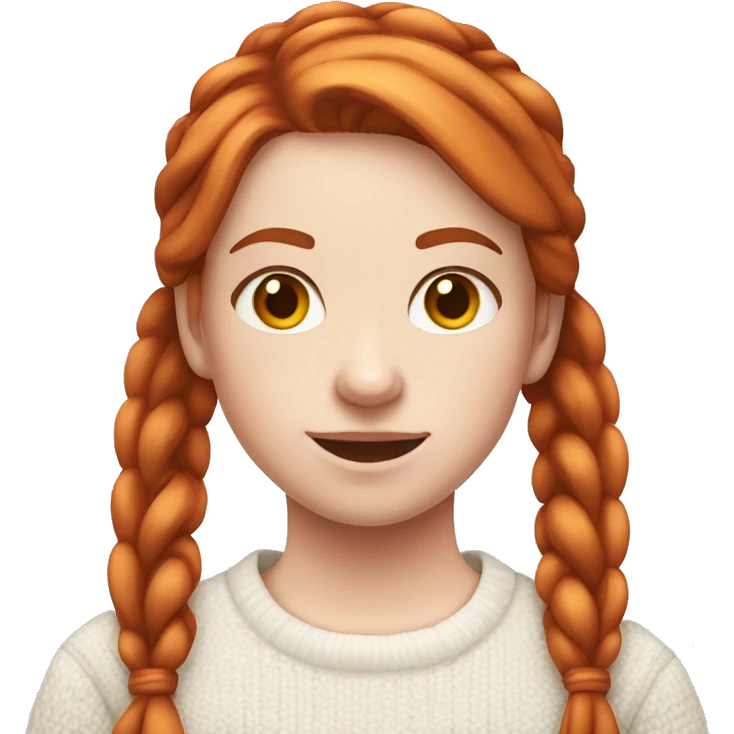 Red-haired girl in pigtails with pale skin white sweater emoji