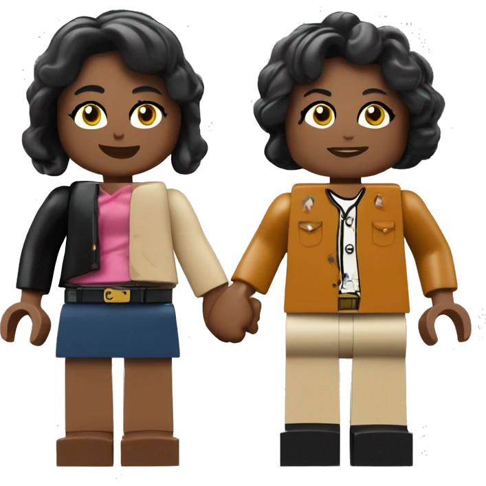 two lego people holding hands with the faces of Cole and Jane emoji