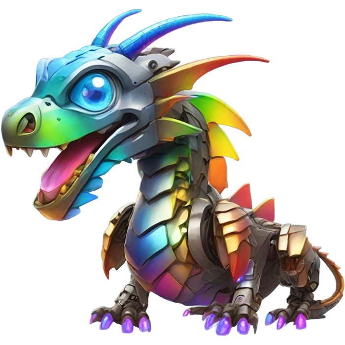 Robot dragon with rainbow lasers emoji