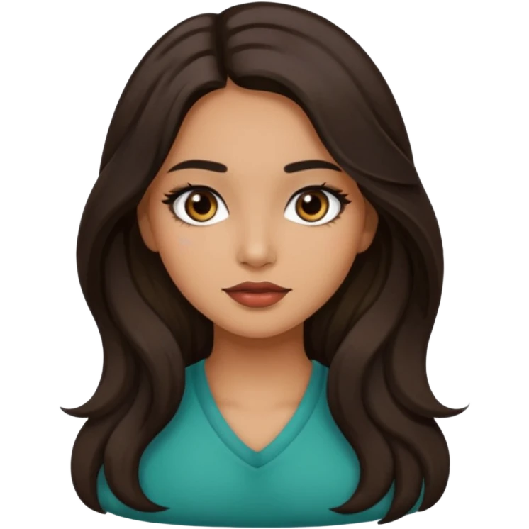 girl wearing a bit of makeup, dark brown long wavy/ straight hair and olive/ tan skin emoji