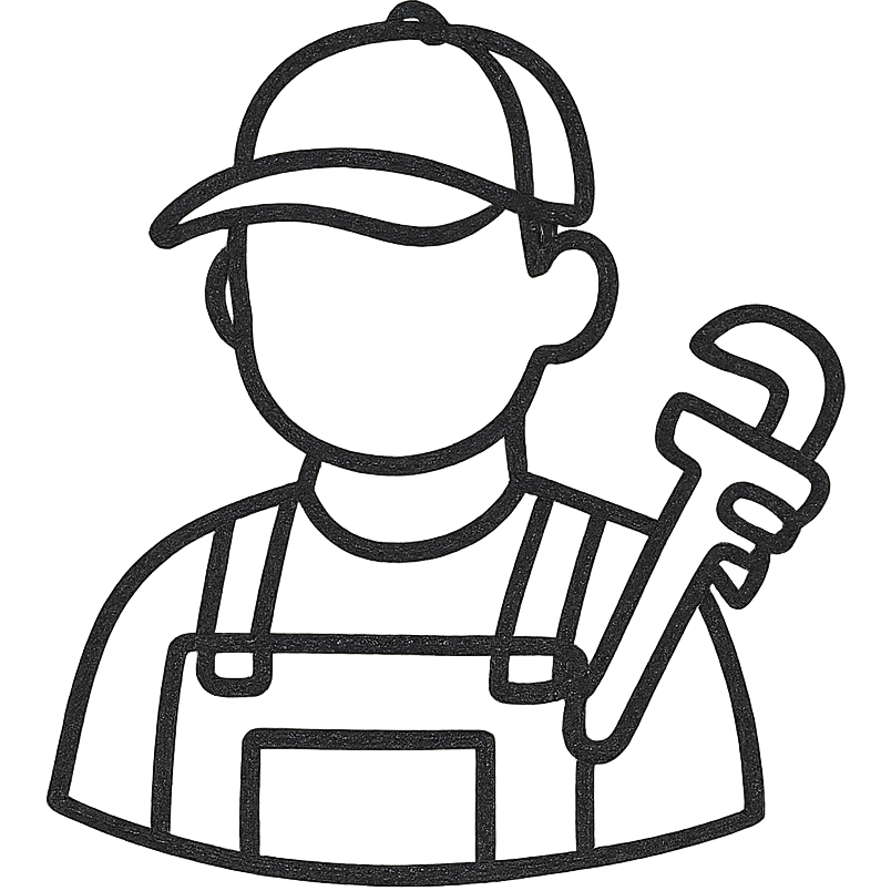 plumber, hand-drawn black outline style emoji