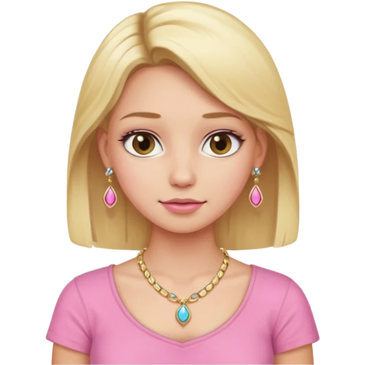 phone selfie blonde jewelry girl pink top emoji