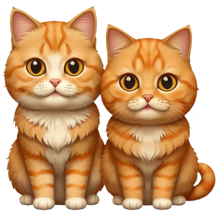 Two cat, Tabby Persian happy cat and orange Sottish fold cat emoji