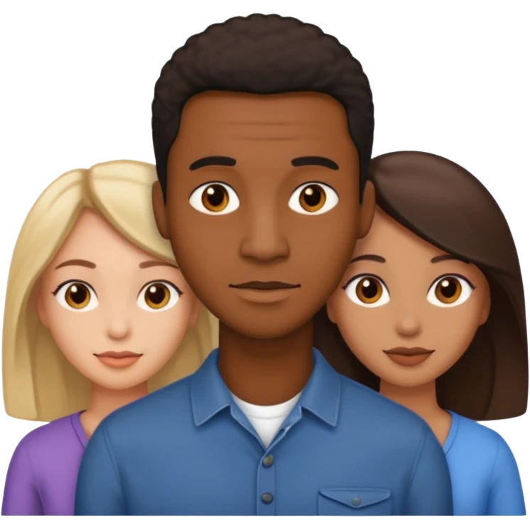 Black man with two women emoji