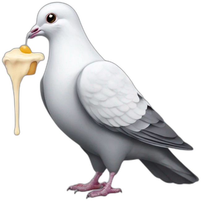 pigeon qui mange un creme bruler emoji