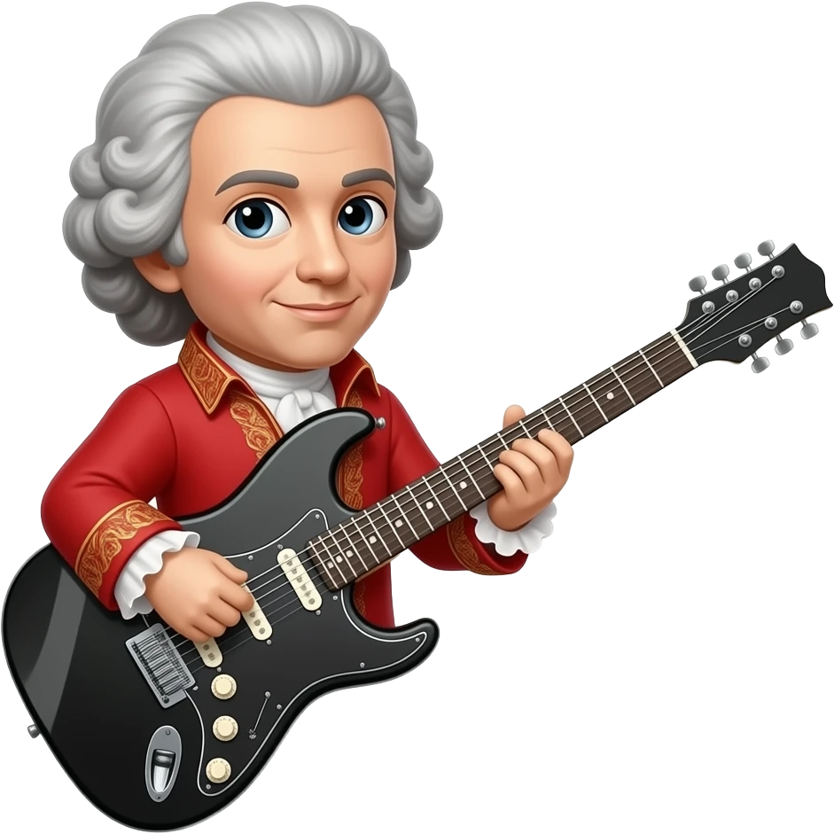 Mozart with metal electric guitar emoji