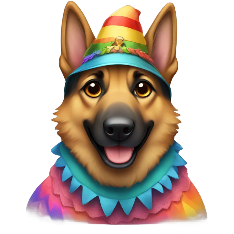 german shepherd dog wearing costume  emoji