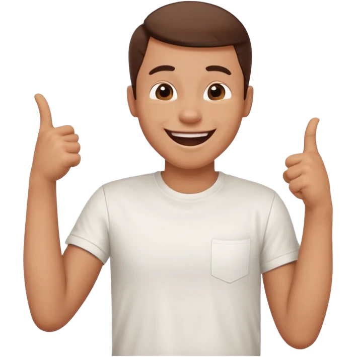A person laughing with one hand pointing straight and one hand on his stomach emoji