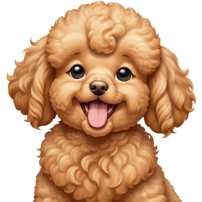 Cinematic Cute Yawning Apricot Poodle Portrait Emoji, Head tilted slightly with a dramatic, wide-open yawn, displaying a soft, curly apricot Fur with delicate texture, floppy ears slightly drooping, round warm eyes barely open in drowsy contentment, Simplified yet irresistibly adorable features, highly detailed, glowing with a soft, cozy glow, high shine, relaxed yet expressive, stylized with a touch of whimsy, bright and endearing, soft glowing outline, capturing the essence of a sleepy yet affectionate companion, so drowsy it feels like it could stretch right out of the screen and curl up for a nap! emoji
