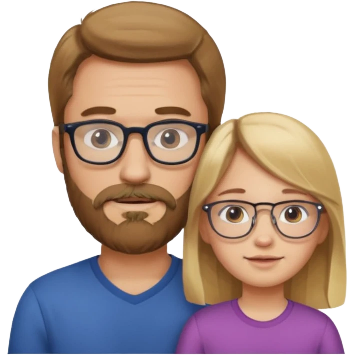 je voudrai un emoji d'un papa chatain avec une barbe chatain et de sa fille aux cheveux longs et blonds avec des lunettes emoji