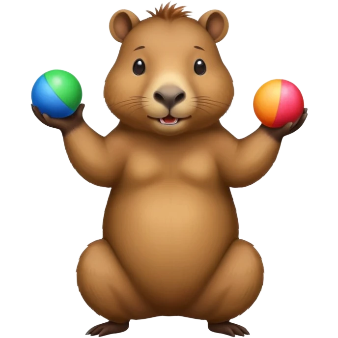 Juggling capybara 3 balls emoji