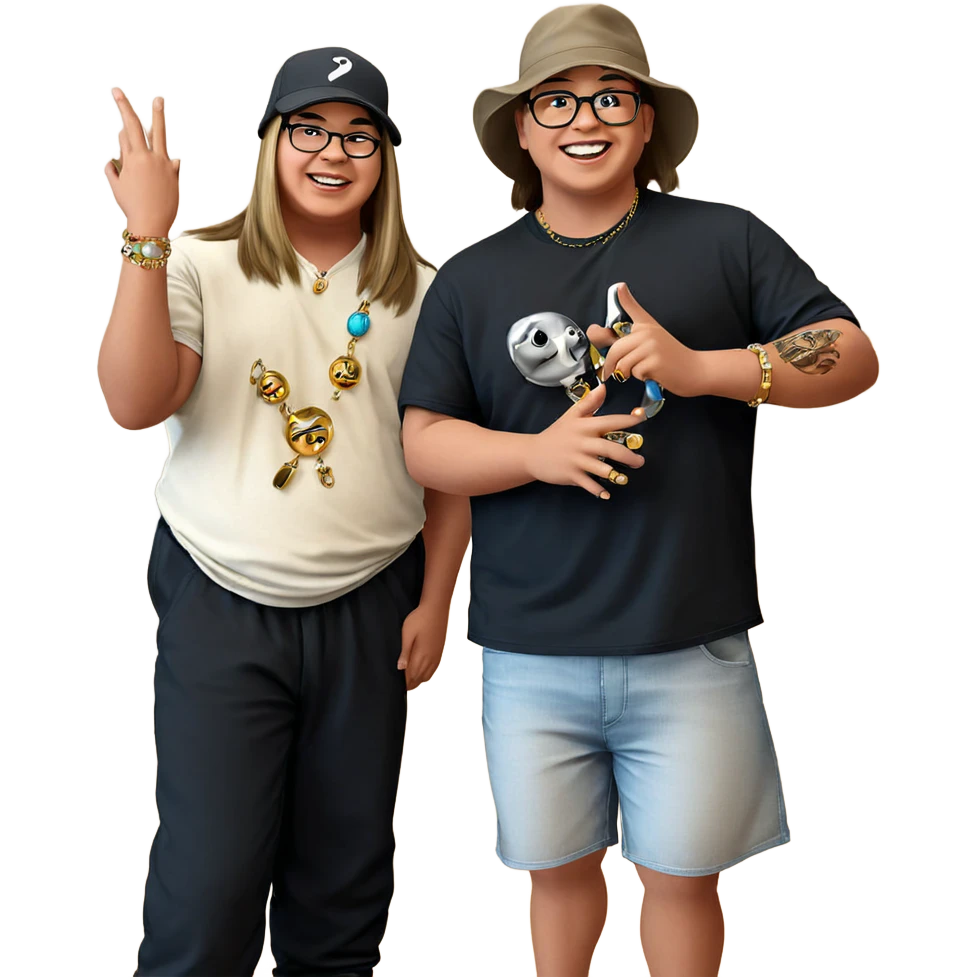 playful boys with jewelry emoji