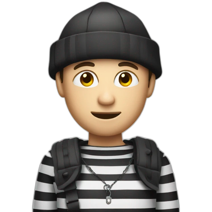 A Thief with a money bag and a black and white striped outfit emoji