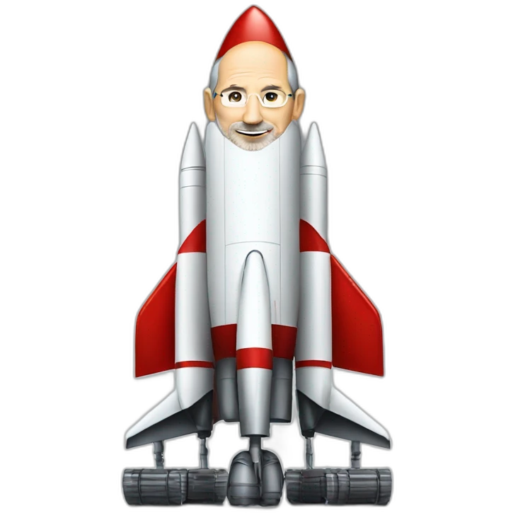 steve jobs on a rocket emoji