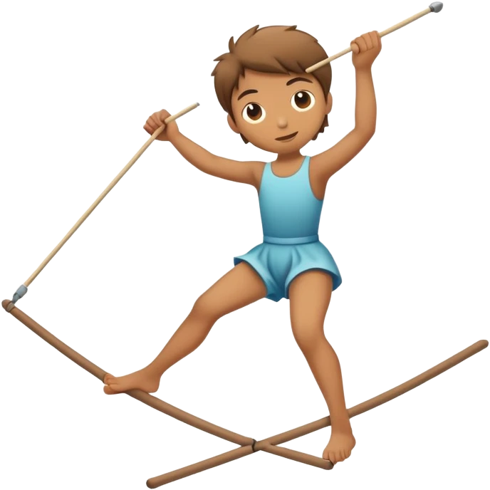 person on tightrope holding horizontal balancing stick
 emoji