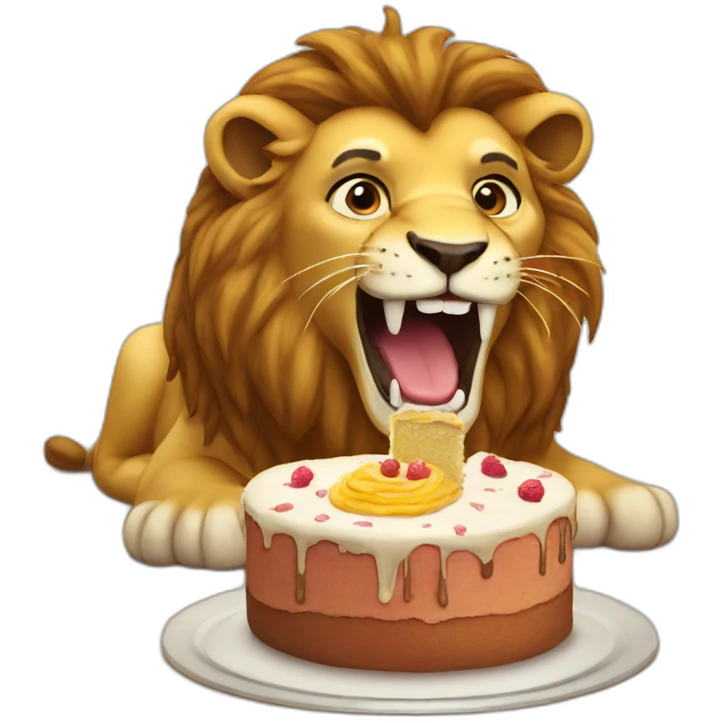 Lion eating cake emoji