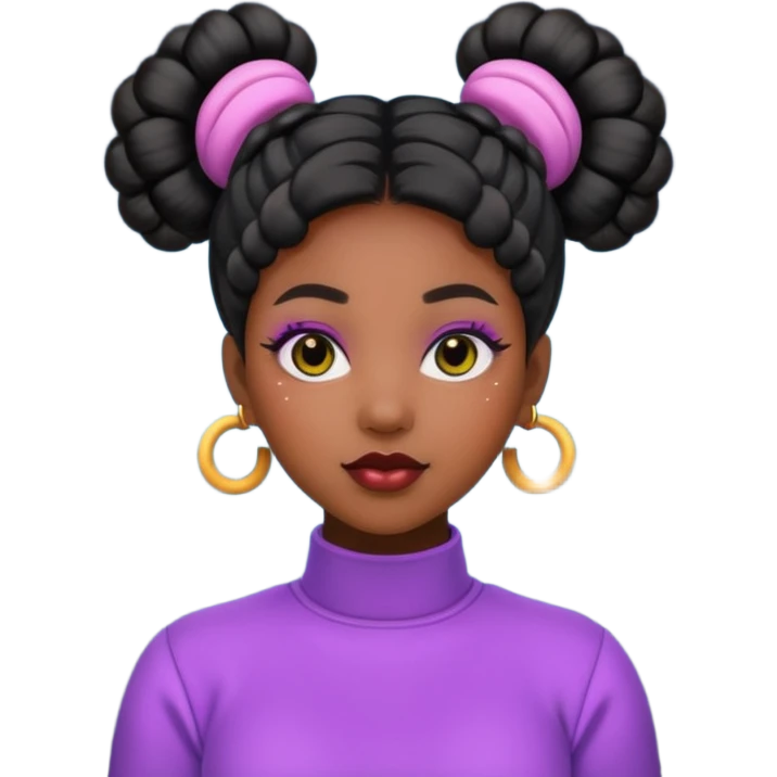 Black woman with Space buns emoji