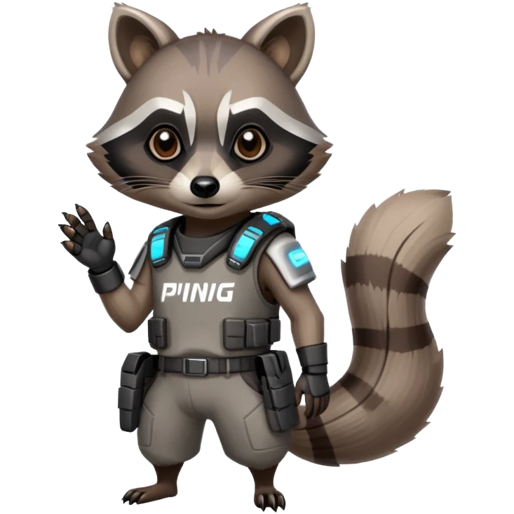 Cyberpunk Racoon wearing an Trikot with the Name H0ping7k emoji