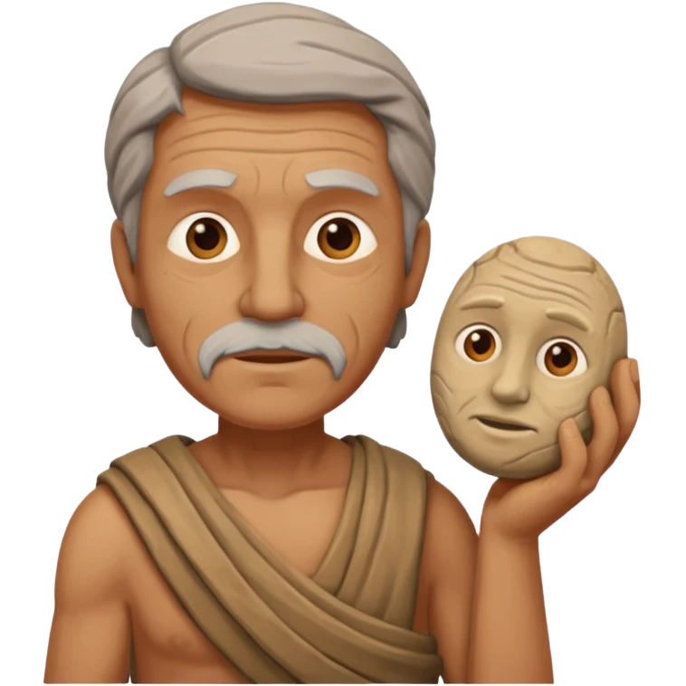 Ancient  man  with clay sculpture emoji