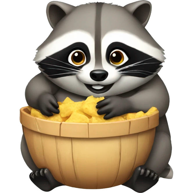 a fat raccoon eating emoji