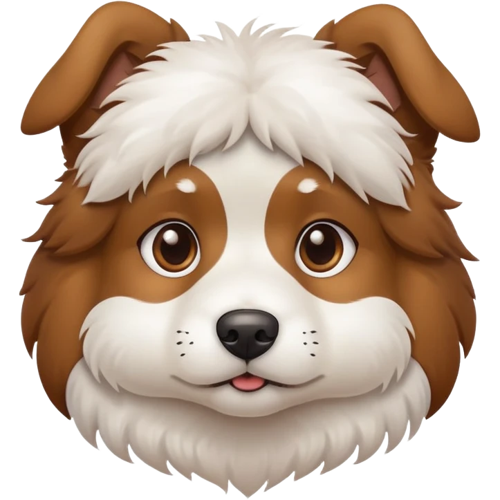 cute brown and white dog with a thinking face emoji