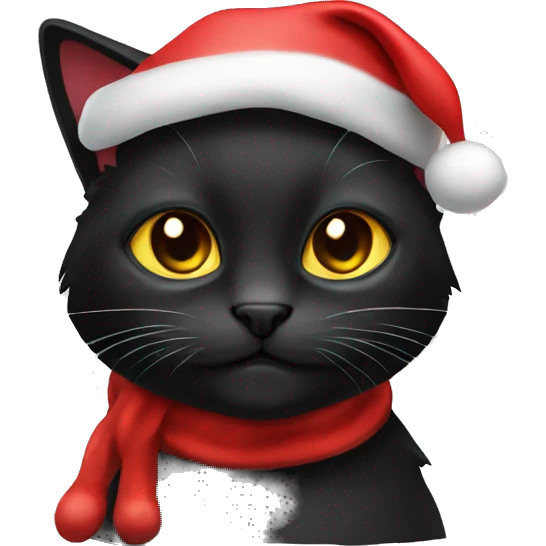 Black cat with a Santa hat emoji