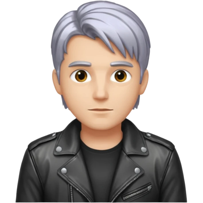 man with metalic hair lether jacket emoji