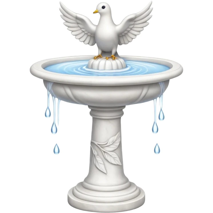 Tall water bird bath fountain made of white marble with a small dove  emoji