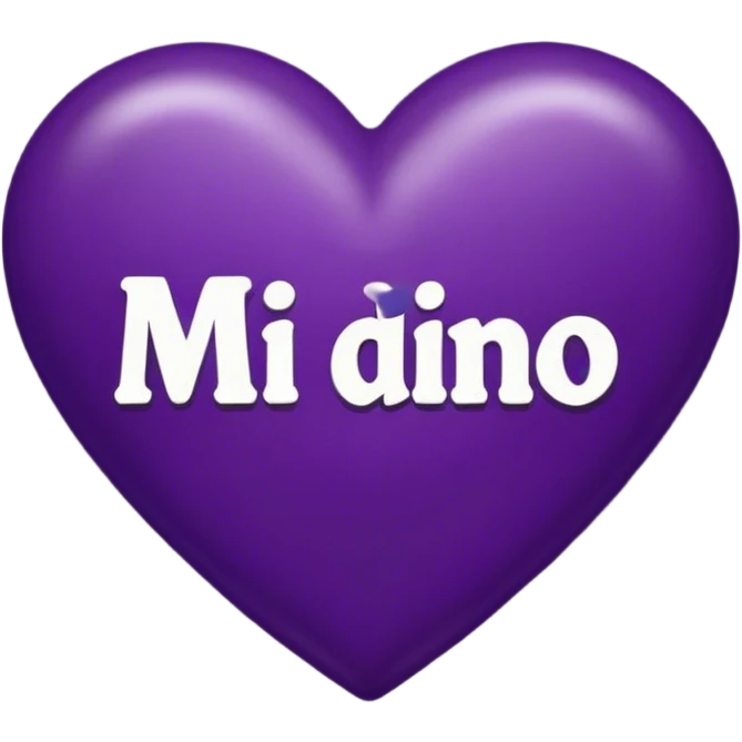 Dark purple heart with the spanish words mi Dueño in the center emoji