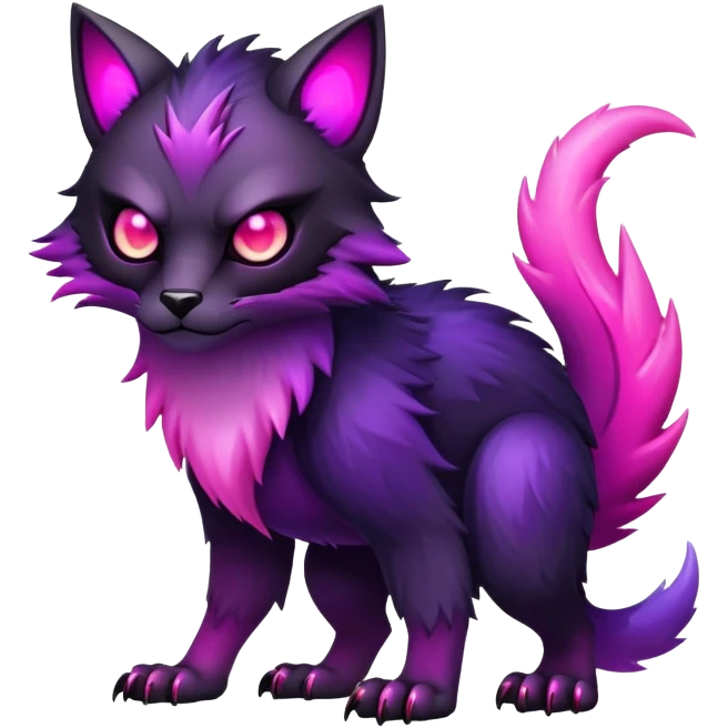 Cool Edgy Black-pink-purple-gradient badass animal-creature full bodyd emoji